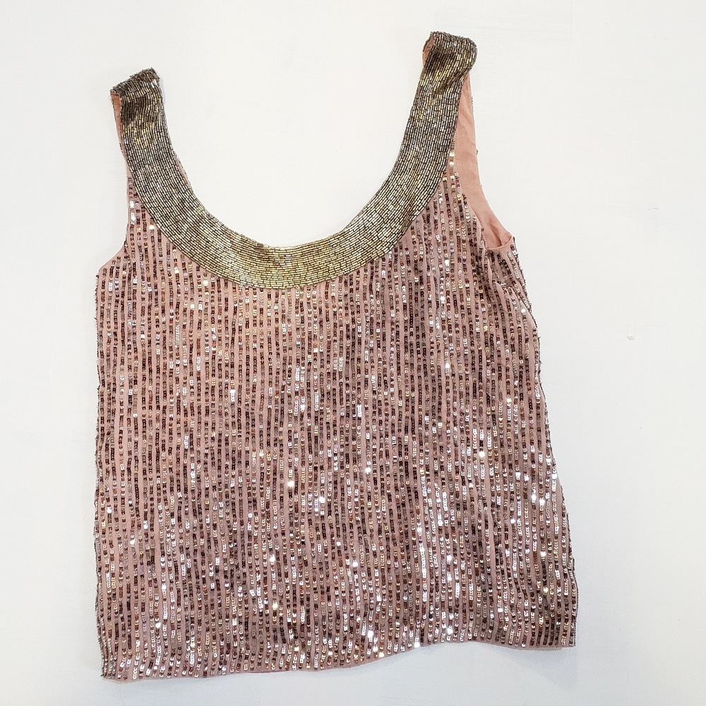 XS chelsea flower silk sequin beaded top